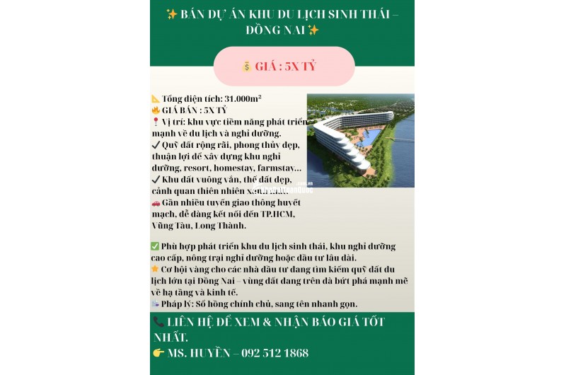  BÁN DỰ ÁN KHU DU LỊCH SINH THÁI – ĐỒNG NAI 